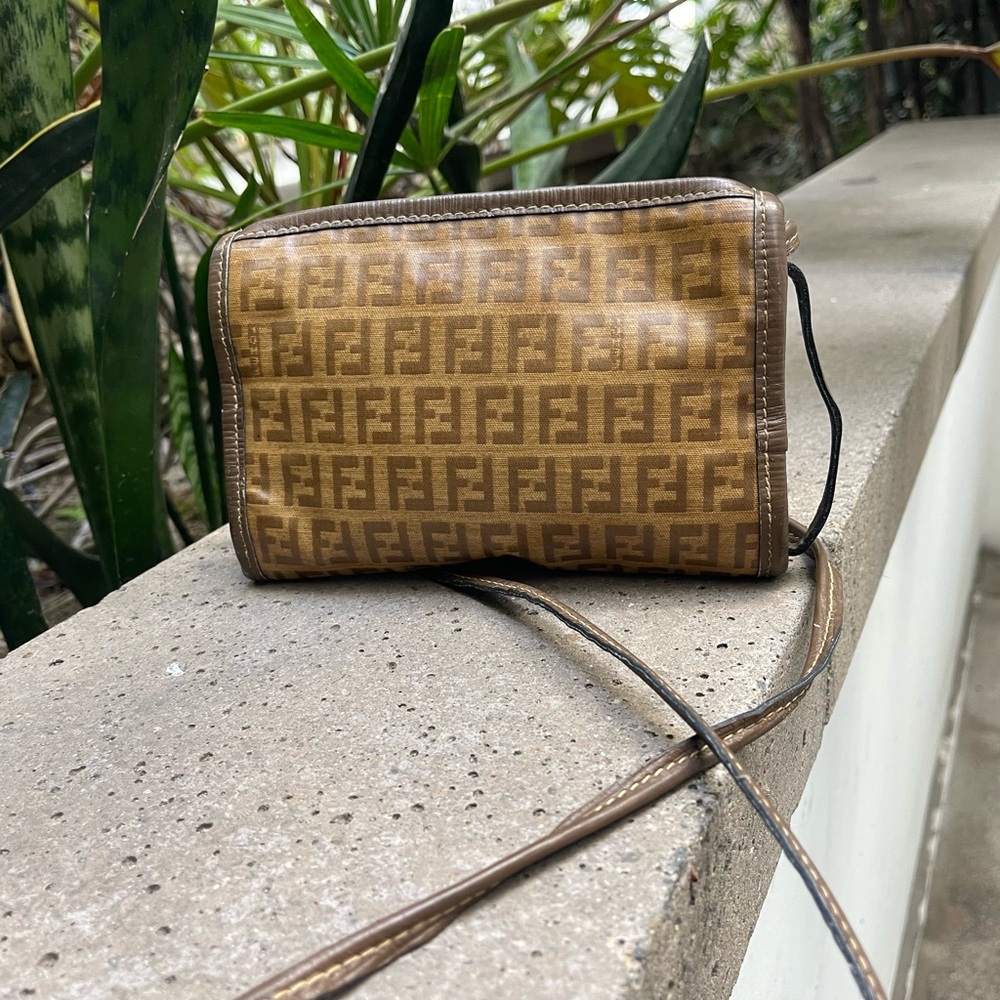 FENDI Vintage FF Zucca Small Monogram Coated Leather Crossbody Bag with COA - Picture 11 of 16
